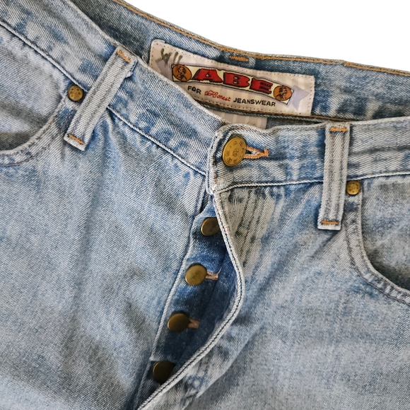 ABE for Honest Jeans wear Vintage Wide Leg Undone Hem Button-fly Jeans 90s Y2K - Picture 7 of 9